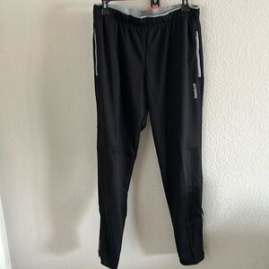 NWT Reebok Playdry Athletic Track Pants Med Black/Gray Joggers Zip Ankle Pockets